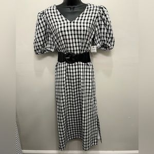 NWT black & white gingham midi dress by Halogen